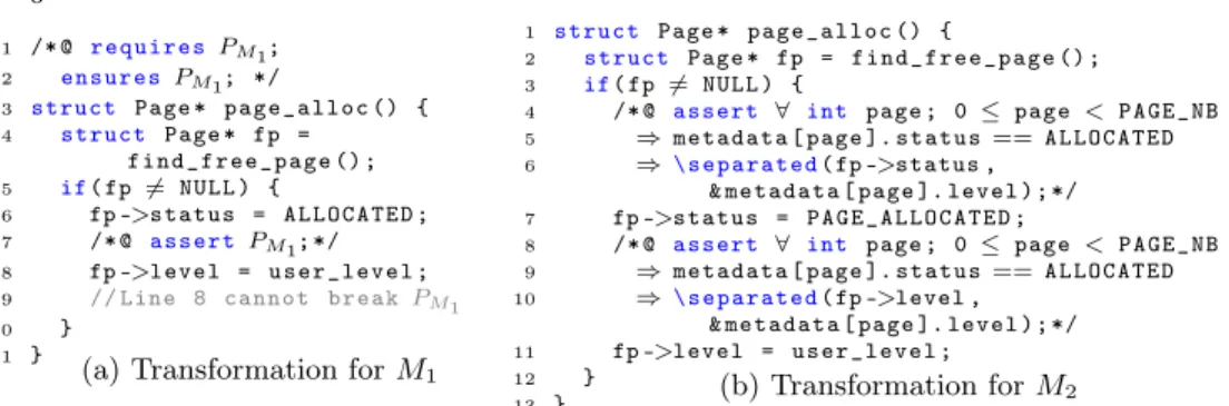 Fig. 3: Examples of code transformations for functions of Figure 2