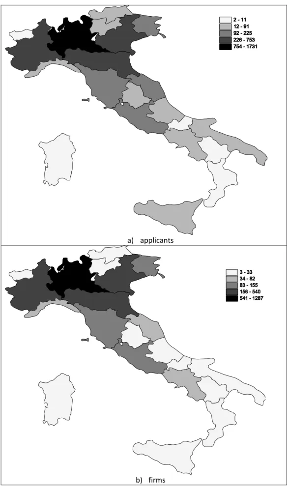 Figure 1 - Regional distribution of firms and applicants 