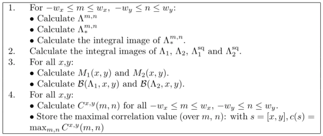 Figure 9: Algorithm for a efficient determination of the correlation feature c(.). Notations are defined in Section 3 and Appendix A.