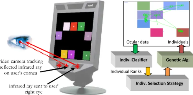 Figure 1. The system based on interactive genetic algorithms and eye-tracker user interface