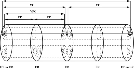 Fig. 2.5 . Connexions ATM: VPC et VCC