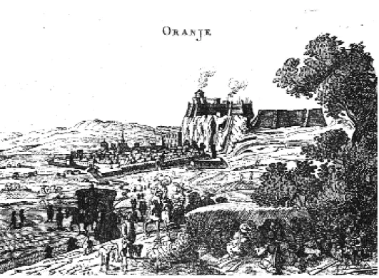 Fig. 9. Vue générale de la ville d’Orange vers 1640-1650.