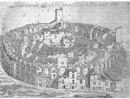 Fig. 11. « L’Amphitheatre d’Arles comme il est a present, 1680 », vu de l’est.
