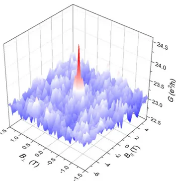 Figure 16. Longitudinal and transverse magnetoconductance GðB k , B ⊥ Þ of 1 μm-long quantum wire with a perimeter L ¼ 380 nm, measured at T ¼ 100 mK