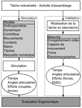 Figure 4: D´ emarche de validation du contrˆ oleur d’humain virtuel.