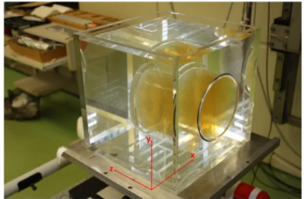 Figure 6: View of gel cylinder irradiated in a 30x30x30 cm 3 water phantom in front of a 6 MV LINAC photon beam