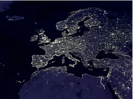 Diagramme 1. La pollution lumineuse sur le continent européen. 