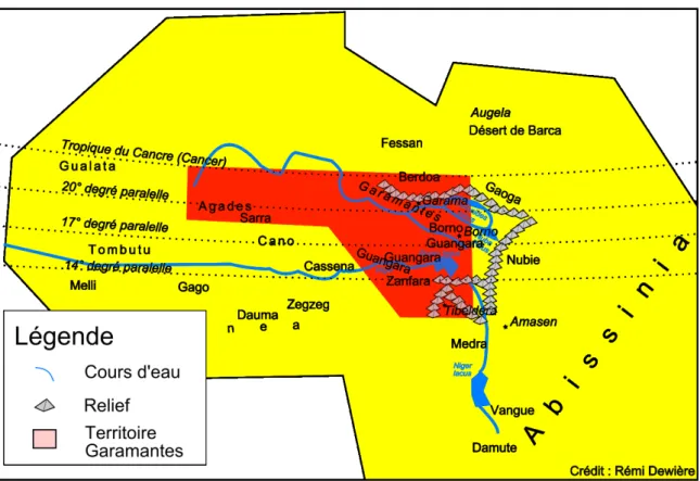 Figure 9 Territoires des Garamantes sur la carte de Mercator 