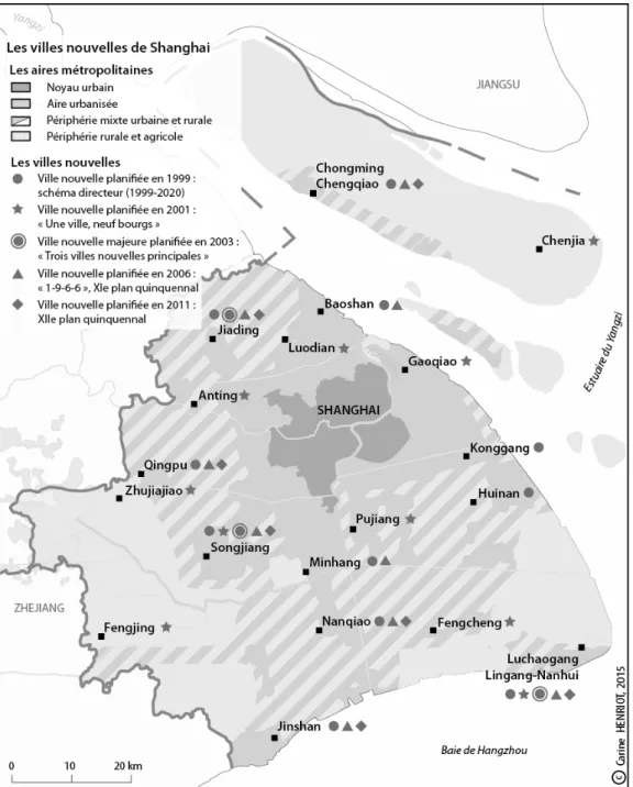 Figure 2 : Les programmes  de villes nouvelles à Shanghai  entre 1999 et 2015