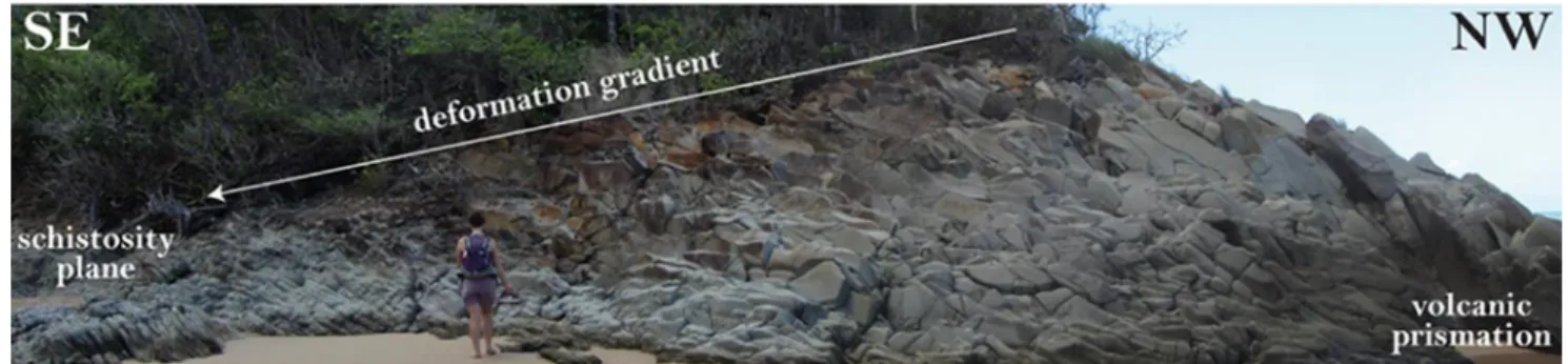 Fig. 3. Geochemical characterization of lava ﬂ ows. A: Total alkali vs. silica diagram after Bas et al