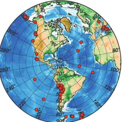 Figure 3: Global distribution of the earthquakes used when computing Receiver Functions