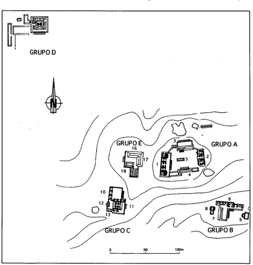 FIG.  2.—Plano de Chicanná (seg ŭ n Eaton 1974 y Carrasco 1994).