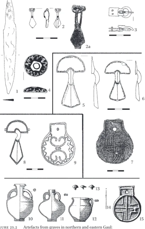 Figure 25.2  Artefacts from graves in northern and eastern Gaul:  