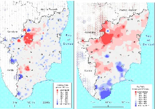 Figure 6: Map of Juvenile Sex Ratios and   Sex Ratios in Tamil Nadu, 1991 