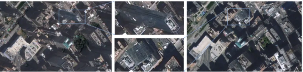 Fig. 2. Satellite context. A wide baseline is a necessity to reach reasonable depth accuracy, but brings severe occlusion problems