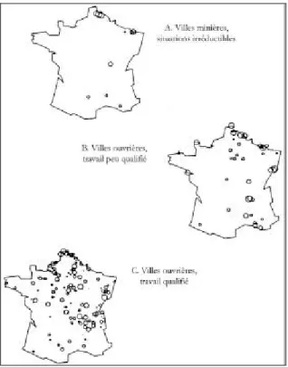 Figure 1 : Trace des ségrégations de la première révolution industrielle (P UMAIN , S AINT -J ULIEN , 1984)