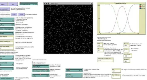 Figure 3.3. Screenshot of the dynamics of the spatial model with local neighborhoods.