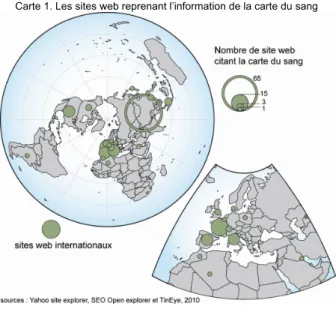 Figure 1. Les sites web reprenant l’information de la carte du sang 