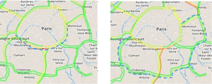 Fig. 2. Spatial variability of travel-time shortest path (shortest path trajectory in dotted blue)