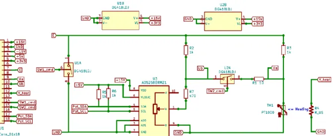 Figure 4 Schematics of the plug experimental work “Wheatstone bridge” with digital potentiometer and  switches 