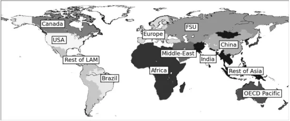 Figure 2: Nexus Land-Use regions. OECD Pacific includes Australia, New Zealand, Japan and South Korea