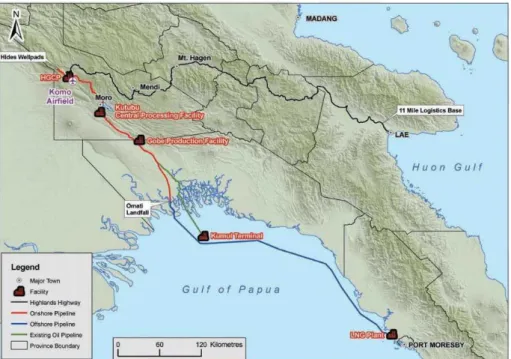 Figure 3 - Map of PNG LNG Project (source: https://goo.gl/images/HaUy2k). 