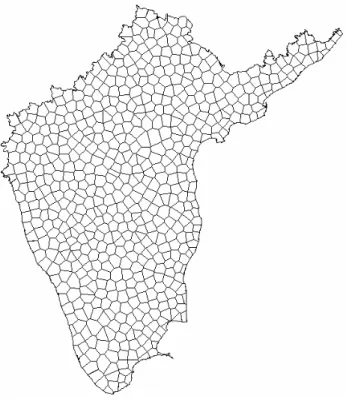 Figure 10: Division of South India into 20-km clusters 