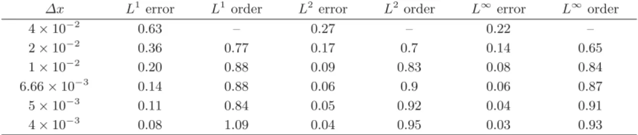 Table 2. Convergence study of the method. The order of the method is given for the L 1 , L 2 and L ∞ norms.