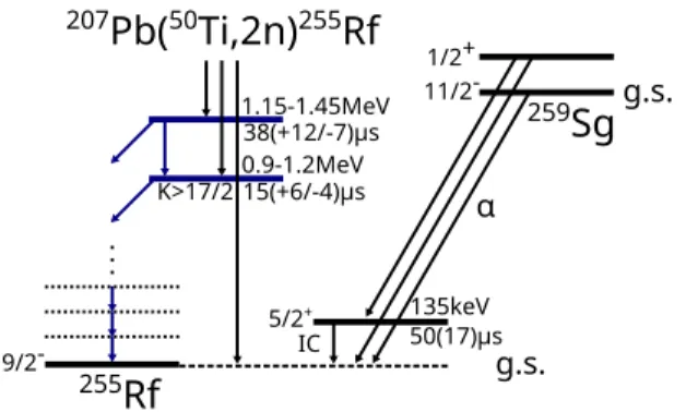 FIG. 10. Single-particle levels for protons (left) and neutrons (right) in 255 Rf, calculated in Ref