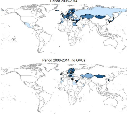 Figure 8: China: Optimal Trade Partners with and without GVCs income regressors