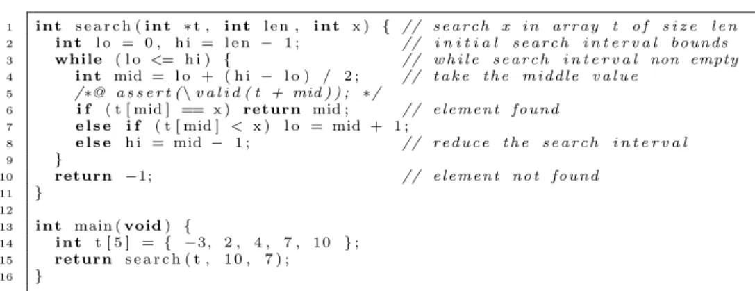 Fig. 1. Binary search annotated with a memory-related property.