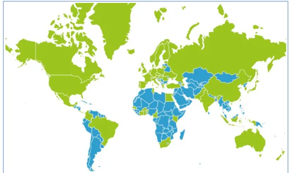 Figure 3: Countries with data repositories (in green) according to Registry of Research Data Repositories 