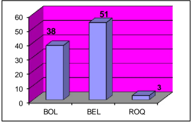 Graphique  sur  le  nombre  des  usagers  de  l’eau  du  canal  de  Véseou  Supérieur  réparti  entre  les  trois  communes  de  Belvédère,  Roquebillière  et  la  Bollène, ASA du Véseou 2012  