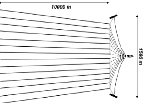 Fig. 1. dimensions of a seismic acquisition spread. Illustra- Illustra-tion from Caillau et al