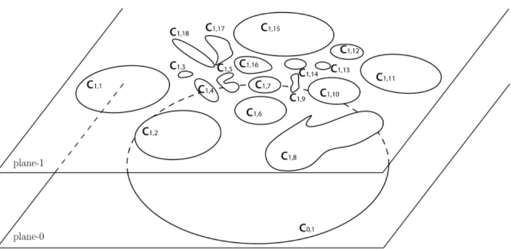Figure 9: Data-set with 19 input contours: 1 on plane-0 and 18 on plane-1.