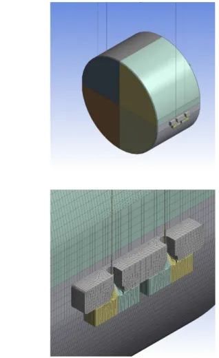 FIG. 2. Geometry used for the FEA, including the ears, the anchors and the magnets attached on the mirror rear face.