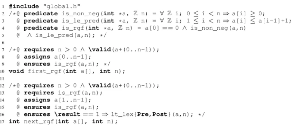 Fig. 1. ACSL predicates and contracts of RGF generation functions (file rgf.h ).