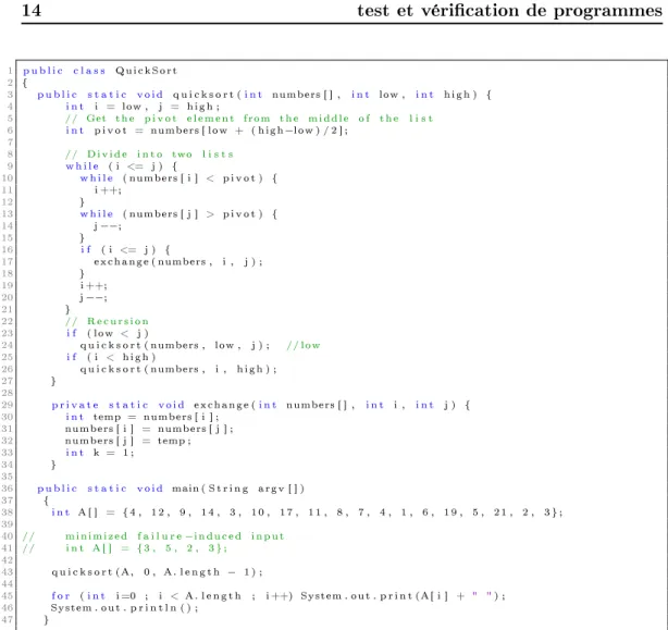 Figure 2.2  Quicksort avec bug