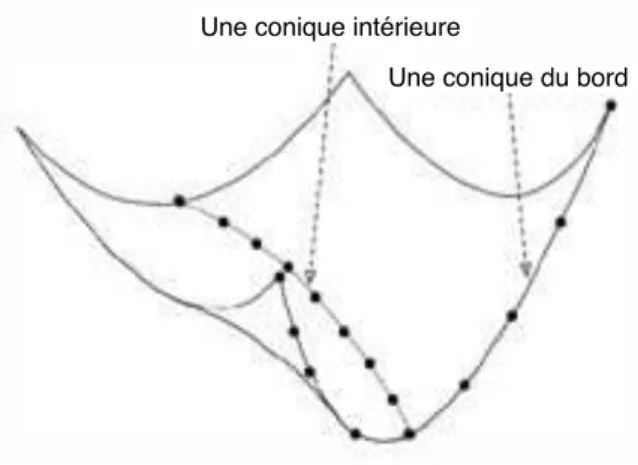 Fig. 3.5: Caract´erisation d’une conique par 9 points sur une surface biqua- biqua-dratique.