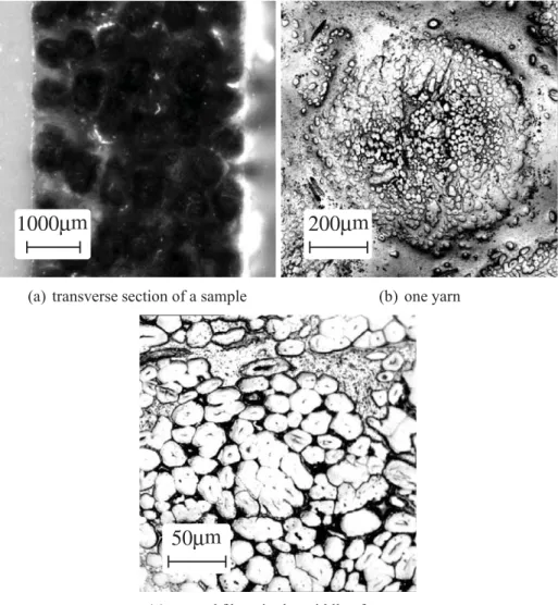 Figure 1: Optical views of a cross section of a plate (UD380, 8 layers)