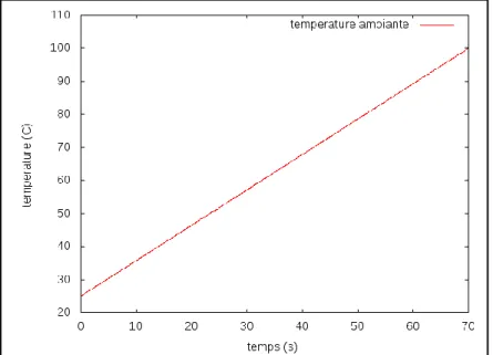 Figure  ‎ 5.1 : Variation linéaire de la température ambiante en simulation 