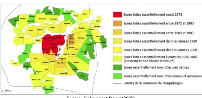 Figure 4 : Date de lotissement des quartiers 46  de Ouagadougou