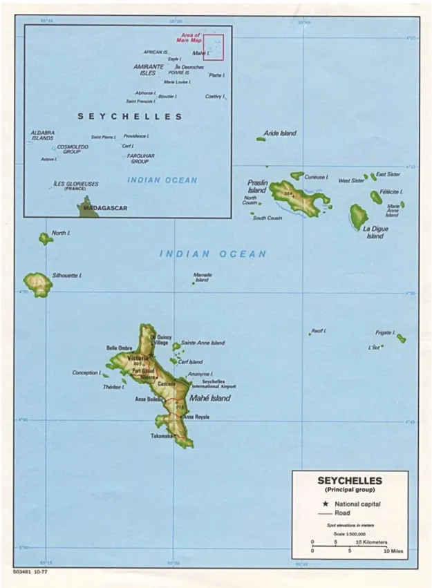 Figure 2.  Les Seychelles : îles intérieures.  
