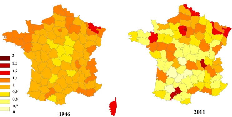 Figure 1.3.11: 20–29 Year-old distorsion indices, 1946 and 2011