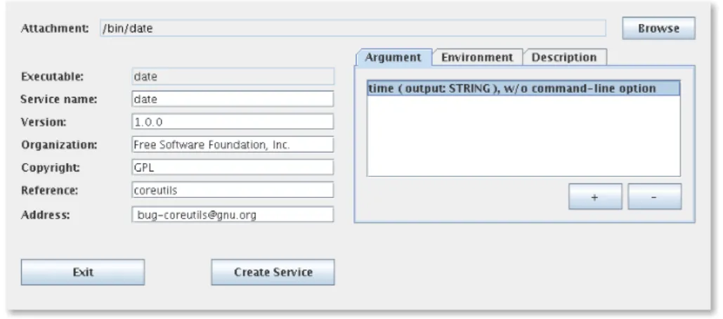 Figure 3.2: GUI of client application for generation of services