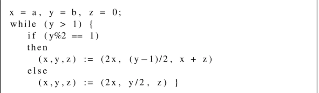 Figure 2: Calcul du produit de a et b (exemple de [5])