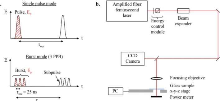 Figure 1. a Schematic representation of the burstmode.. b. Schematic representation of the experimental setup