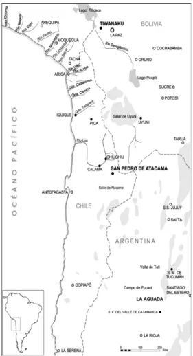 Figura 1. Mapa del Norte Grande de Chile con la localización de San Pedro de Atacama.