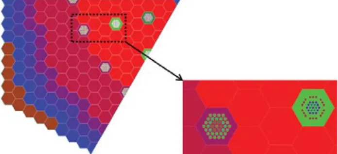 Fig 3. 1/6 th  Heterogeneous geometry of SFR-3600 MOX  To reach angular and spatial convergence, we use S6  level-symmetric quadrature (72 directions) with DGLP11  finite  element  type