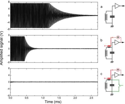 Figure 4. Experimental ringdowns recorded just after the end of a typical NMR tipping pulse.